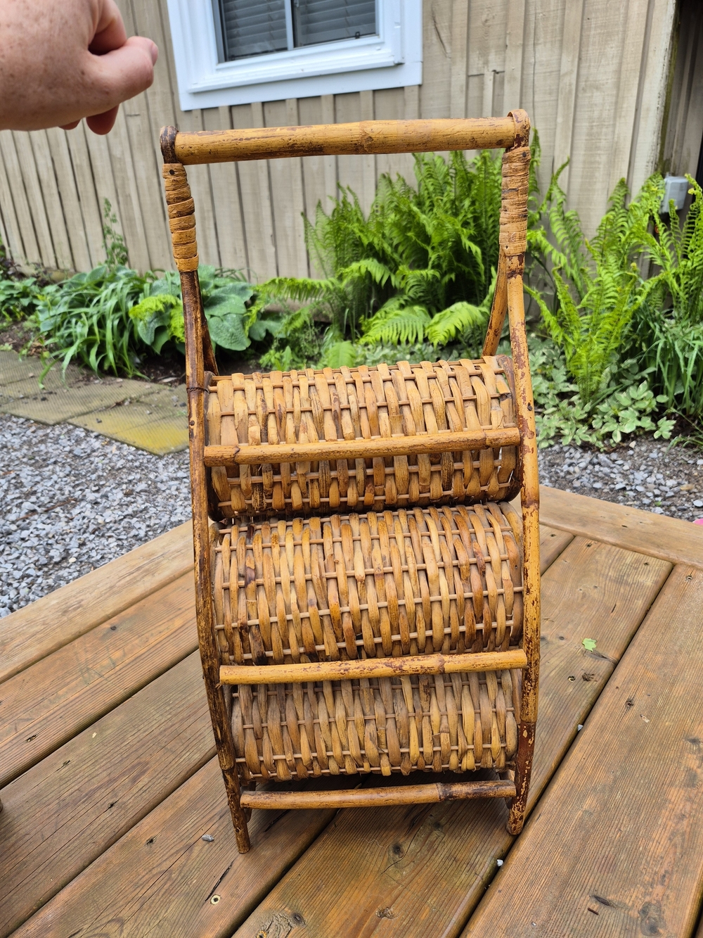 Rustic Boho Vintage Rattan Wicker Wine Rack - Excellent Condition - Picture 6 of 9
